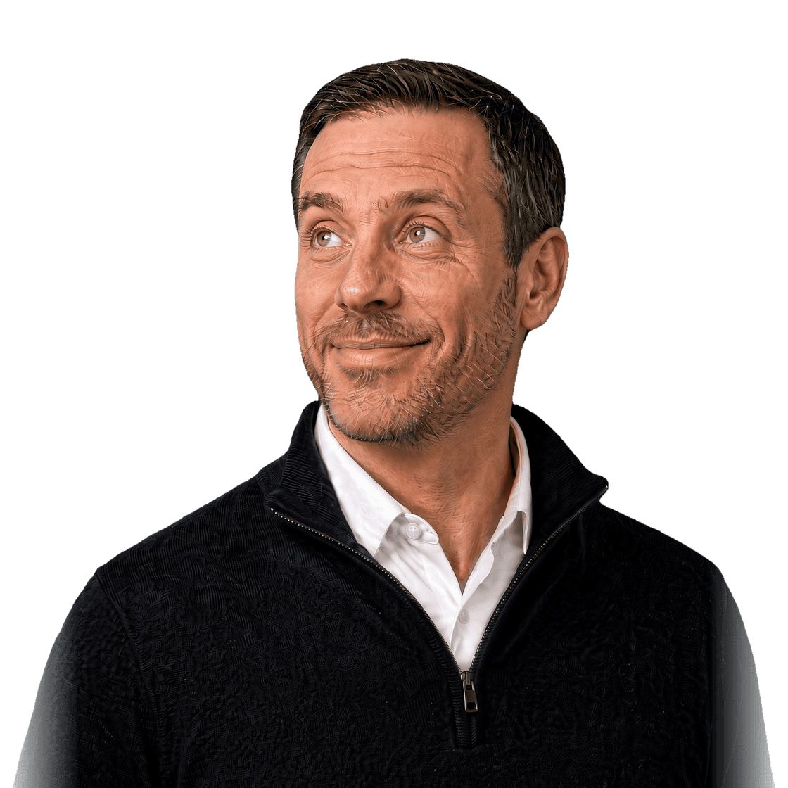 Ein Sales-Manager liest erfreut eine Antwort auf seine Nachricht